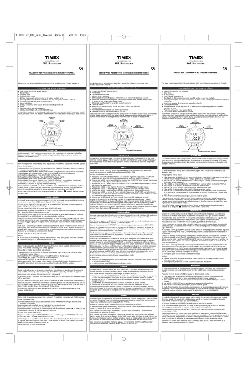 Timex W-213 User manual