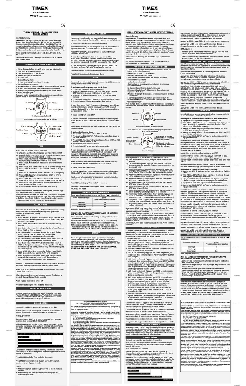 Timex W-198 User manual
