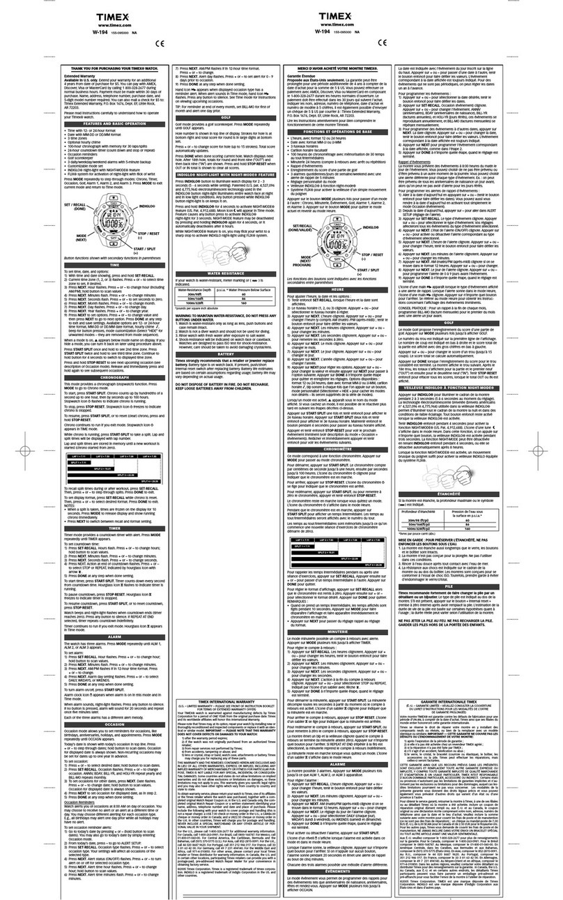 Timex W-194 User manual