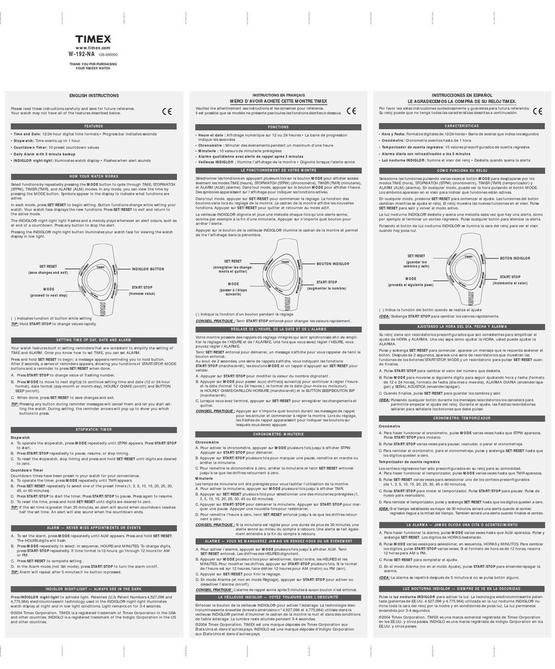 Timex W-192-NA instructions