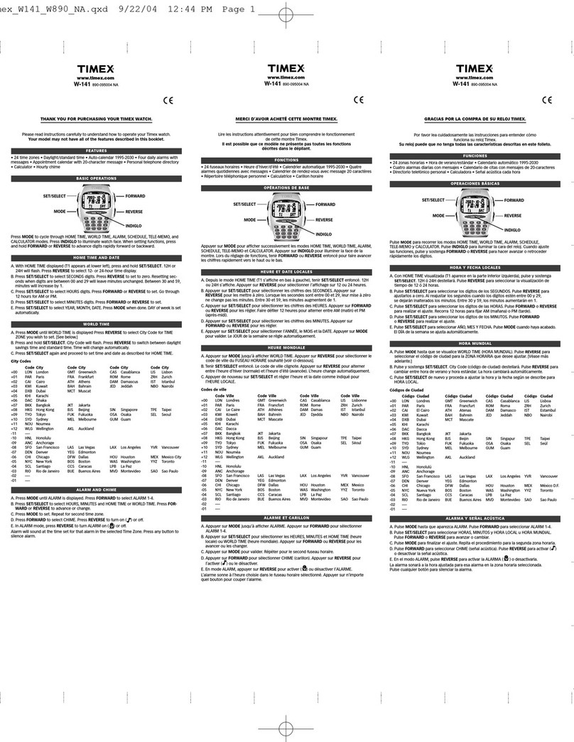 Timex W-141 User manual