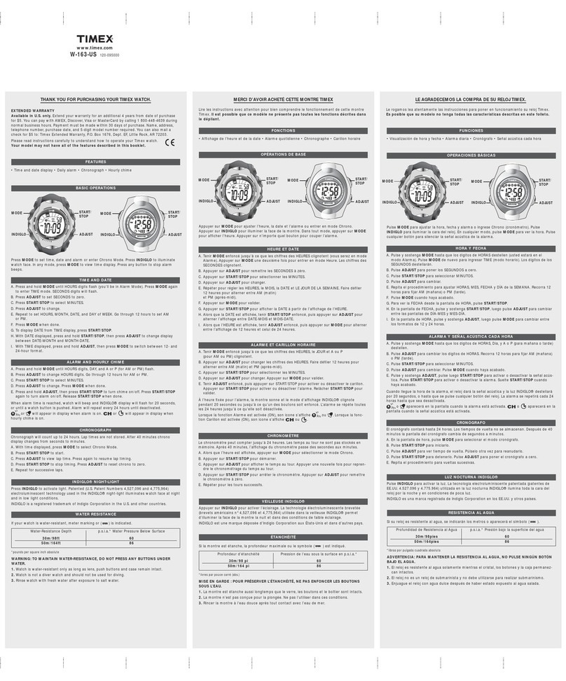 Timex W-163-US User manual