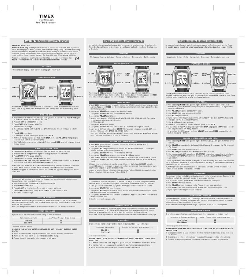 Timex W-173-US User manual