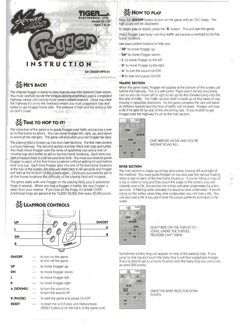 Tiger Electronics Frogger 65-135 instruction manual Tiger Electronics Frogger 65-135 instruction manual