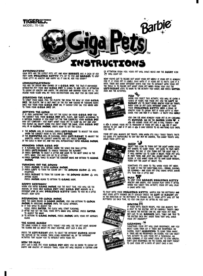 Tiger Electronics GigaPet 70-138 User manual