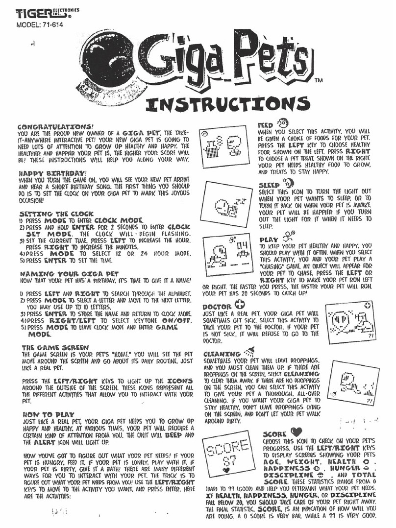 Tiger Electronics Gigapets 71-614 User manual Tiger Electronics Gigapets 71-614 User manual