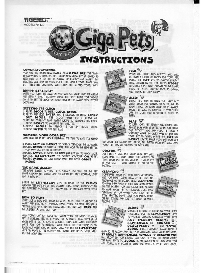 Tiger Electronics GigaPet 70-139 User manual