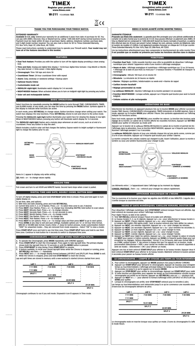 Timex 113-095000 NA User manual