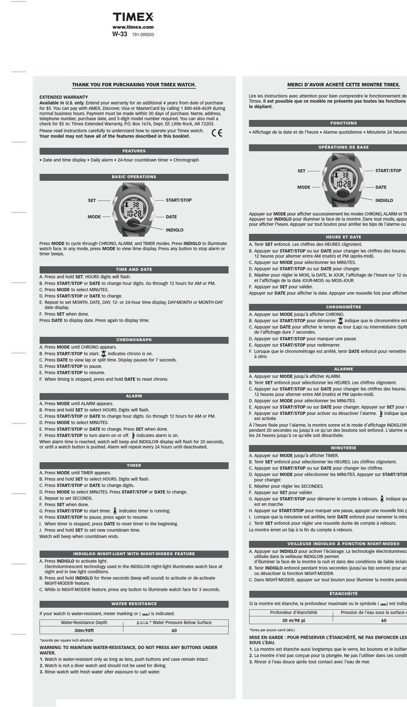 Timex 791-095003 User manual