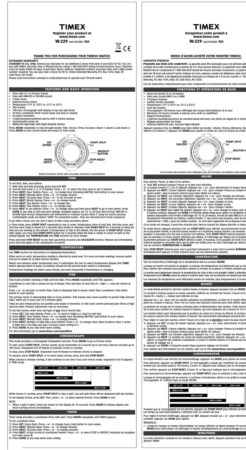 Timex 660-095000 User manual