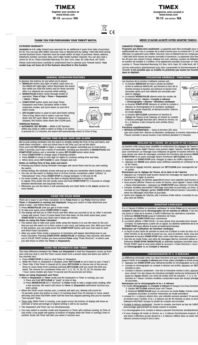 Timex 689-095000 NA User manual Timex 689-095000 NA User manual