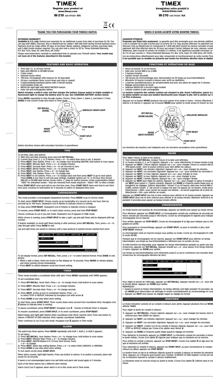 Timex 688-095000 NA User manual