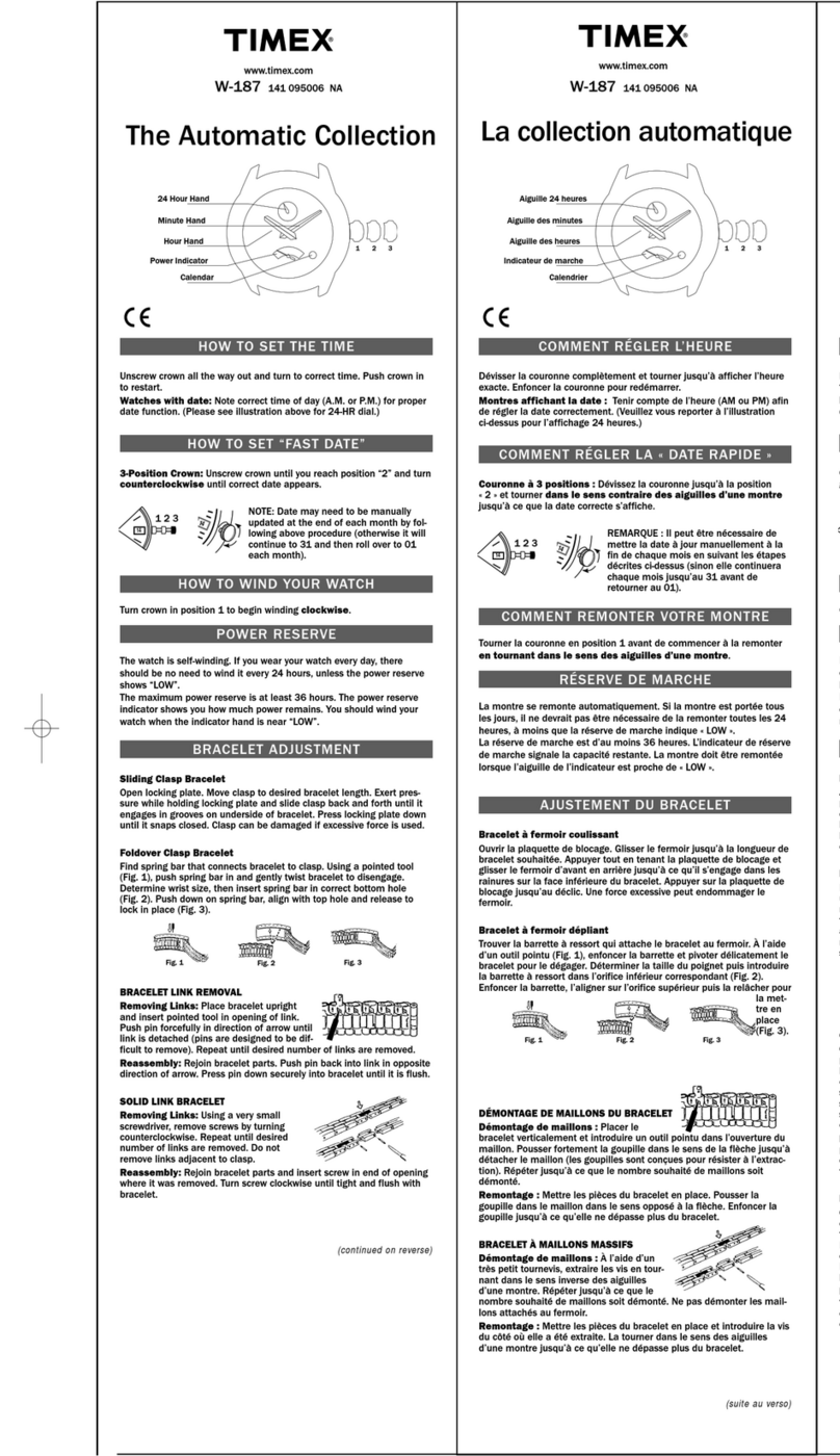 Timex W-187 user manual