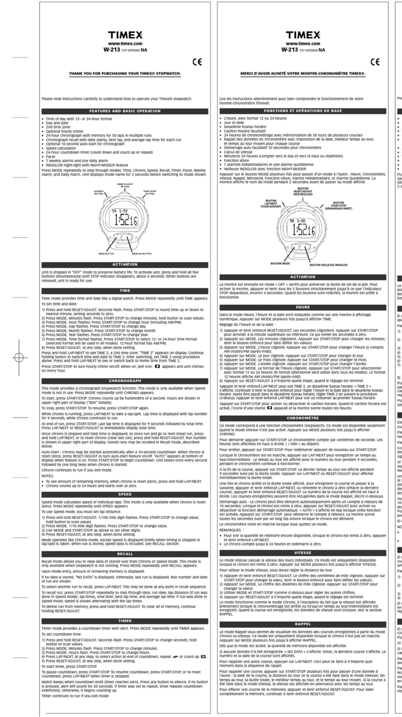Timex 157-095000 NA User manual