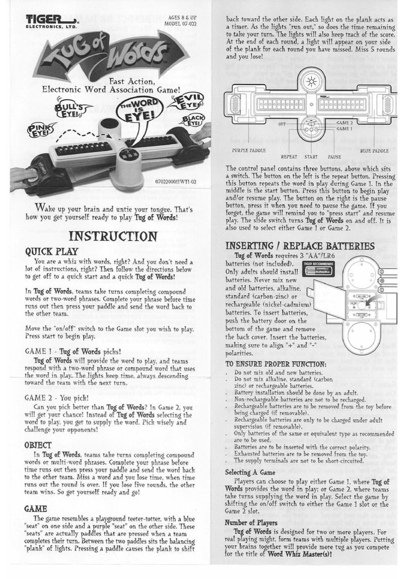 Tiger Electronics Tug of Words 07-022 User manual