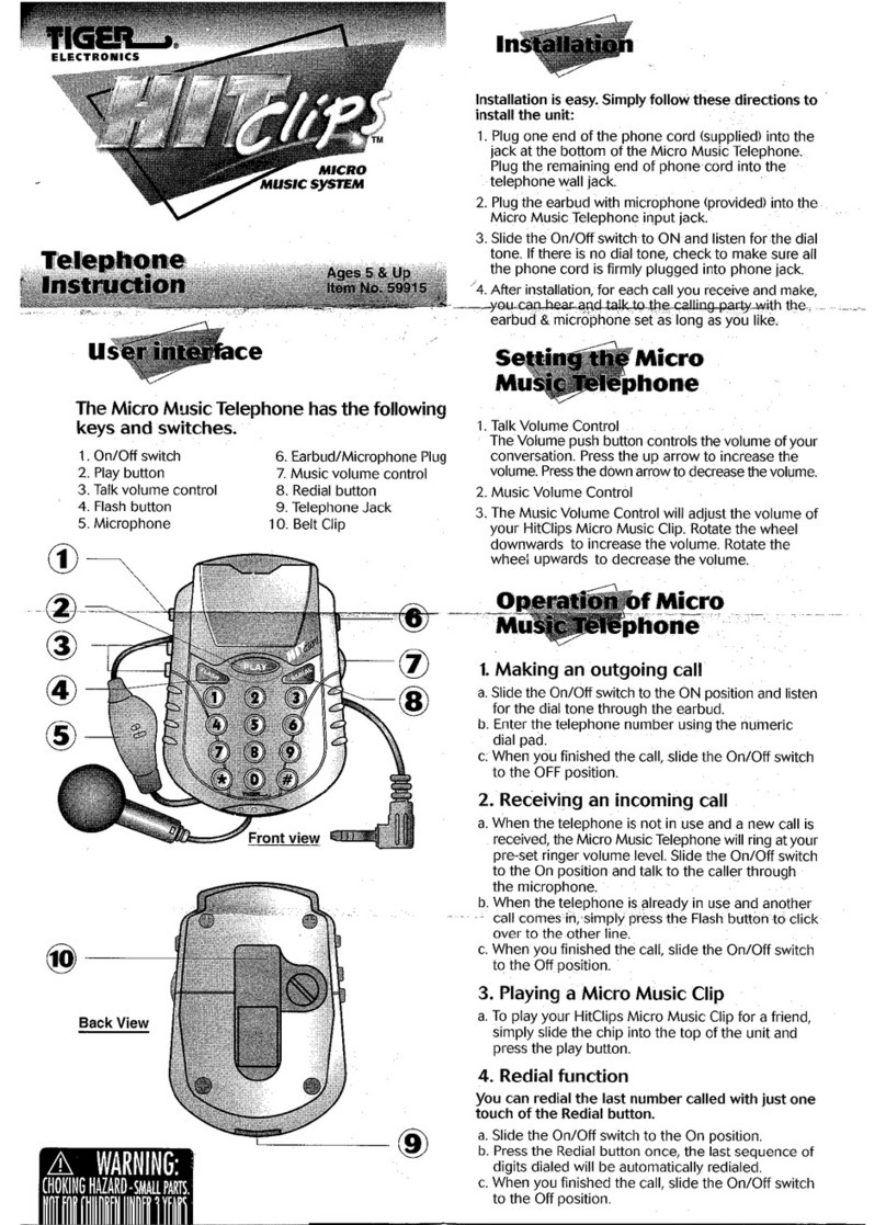 Tiger Electronics Hitclips Telephone User manual