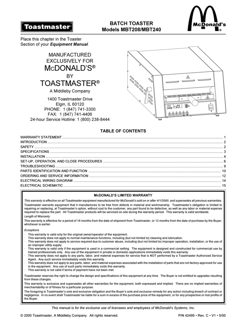 Toastmaster MBT208 user manual