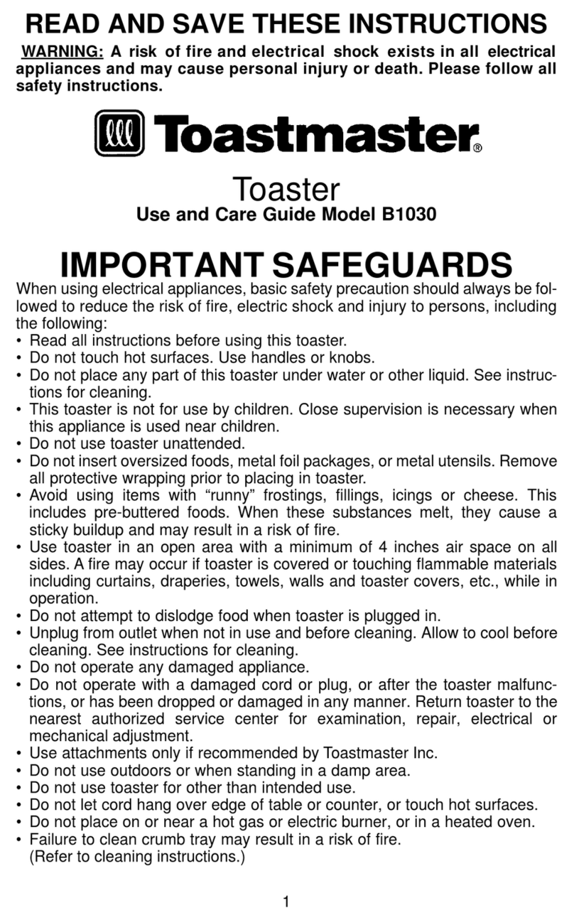Toastmaster B1030 User manual
