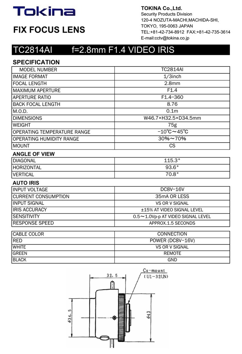 Tokina Fix Focus Lens TC2814AI specification