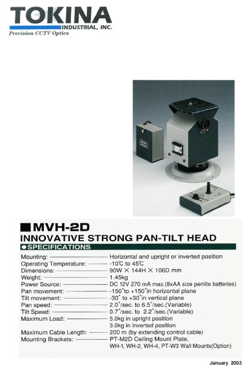 Tokina Innovative Strong Pan-Tilt Head MVH-2D Specification sheet