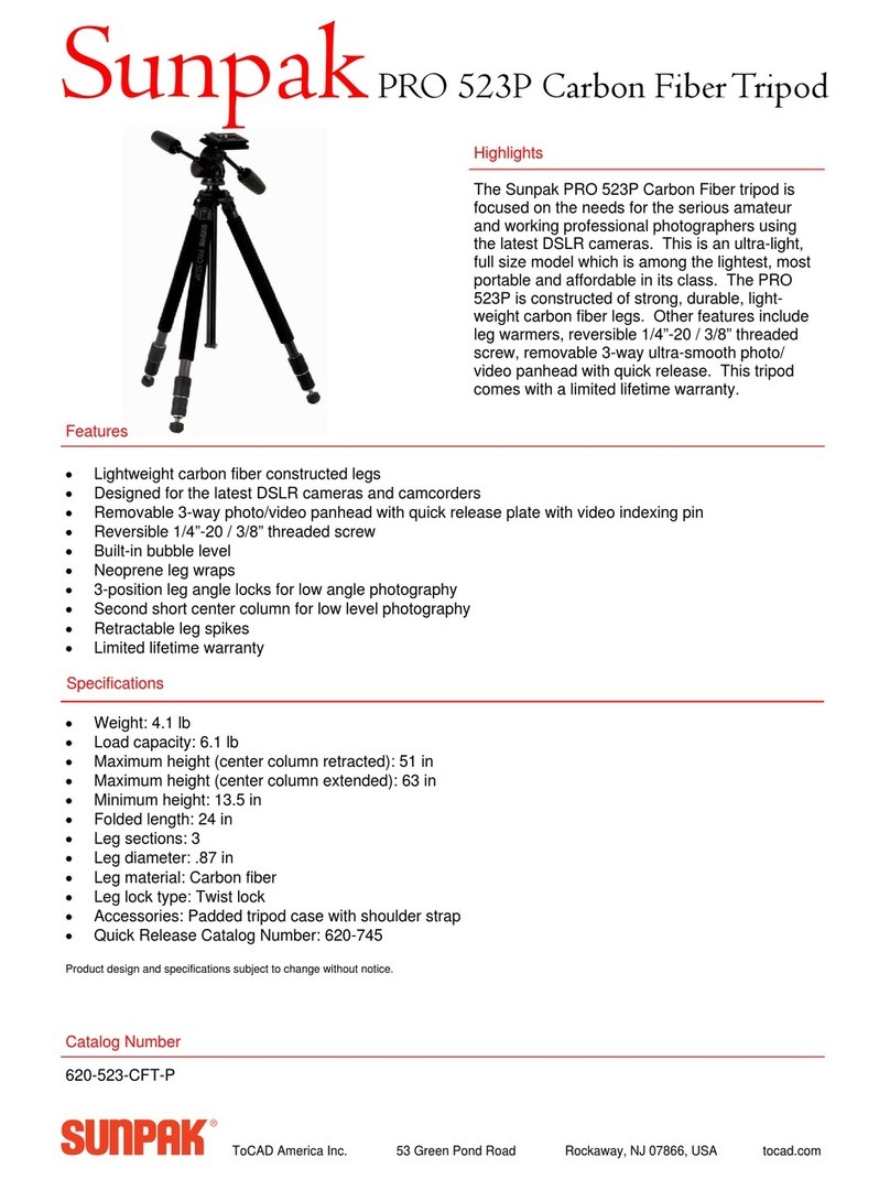 Sunpak SunpakPRO 523P Carbon FiberTripod CFT-P User manual