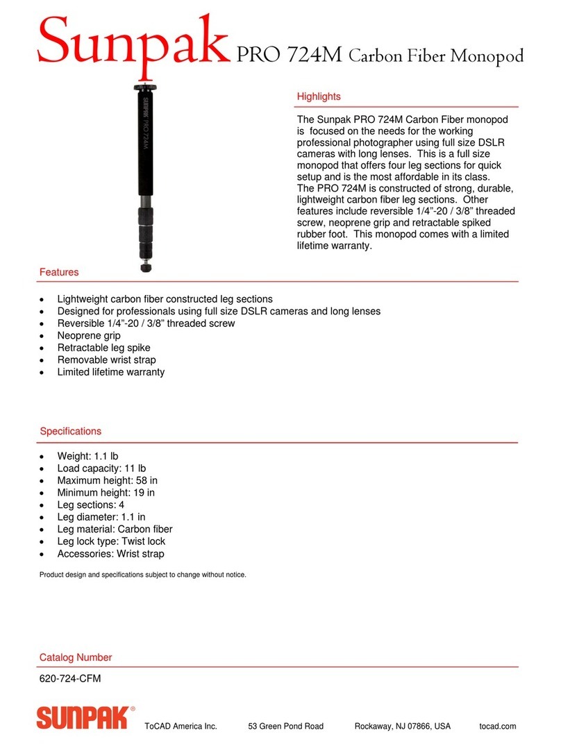 Sunpak Carbon Fiber Monopod SunpakPRO 724M User manual