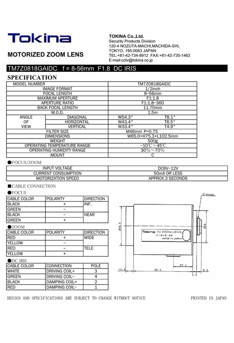 Tokina MOTORIZED ZOOM LENS TM7Z0818GAIDC specification Tokina MOTORIZED ZOOM LENS TM7Z0818GAIDC specification