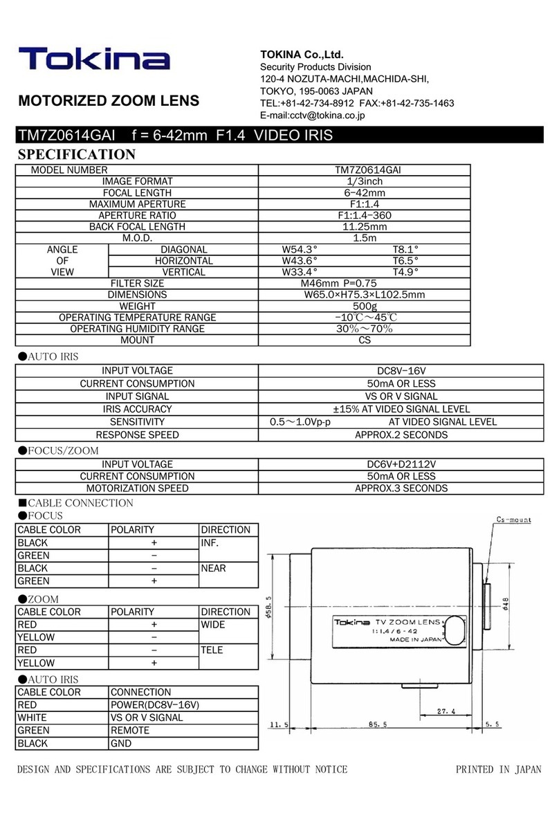 Tokina MOTORIZED ZOOM LENS TM7Z0614GAI specification