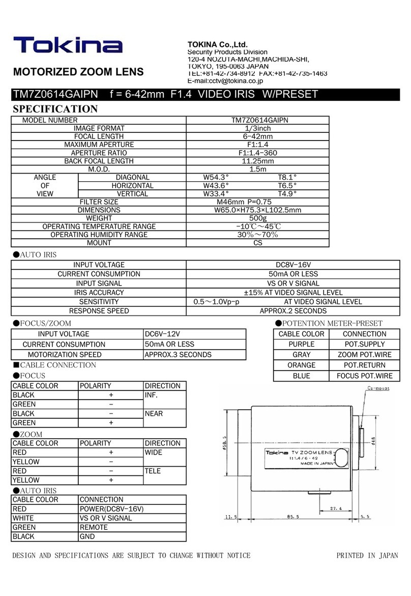 Tokina Motorized Zoom Lens TM7Z0614GAIPN specification