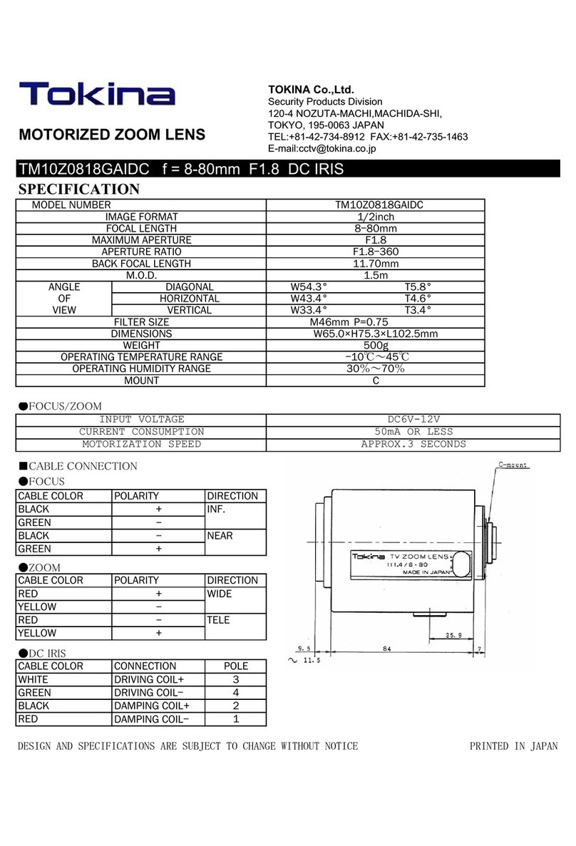 Tokina Motorized Zoom Lens TM10Z0818GAIDC User manual