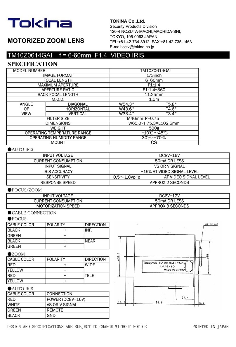 Tokina Motorized Zoom Lens TM10Z0614GAI specification