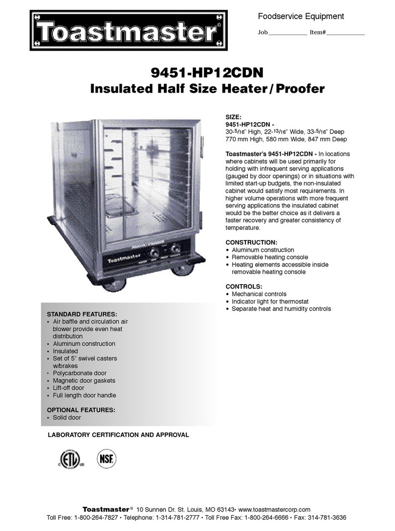 Toastmaster 9451-HP12CDNF Specification sheet