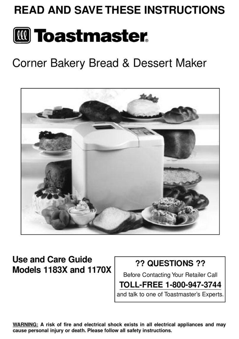 Toastmaster Corner Bakery 1170X Use and care guide