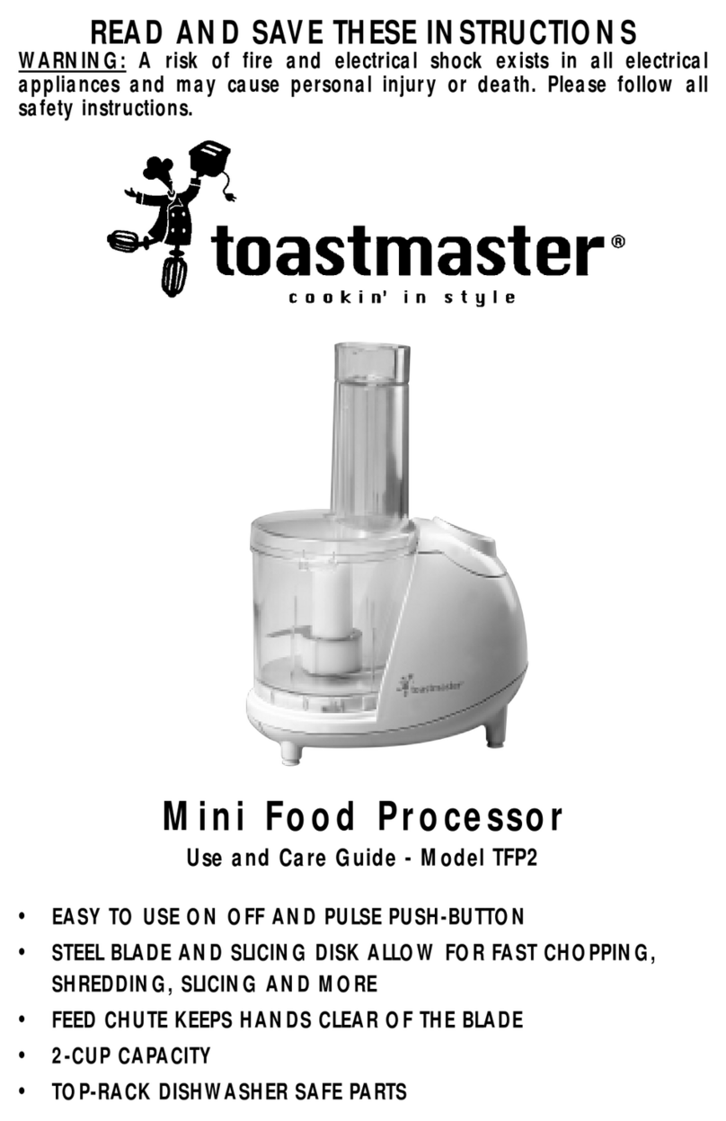 Toastmaster TFP2 User manual Toastmaster TFP2 User manual