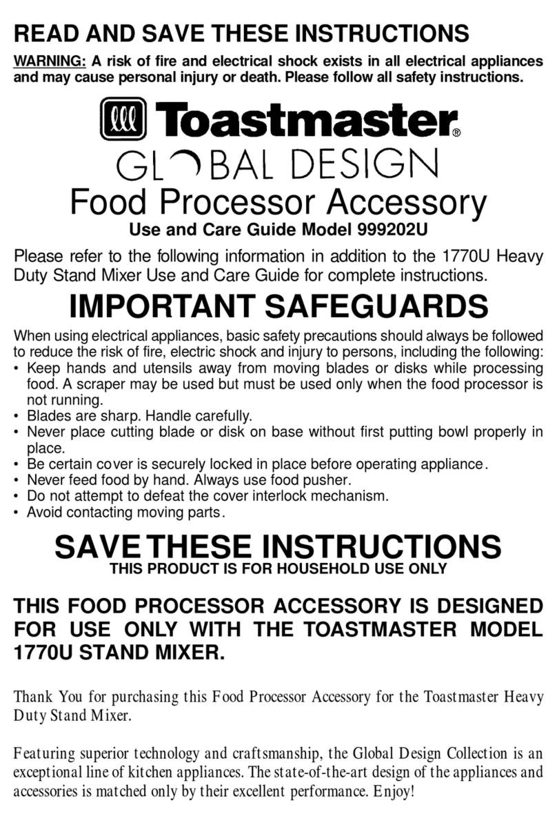 Toastmaster Global Design 999202U Use and care guide