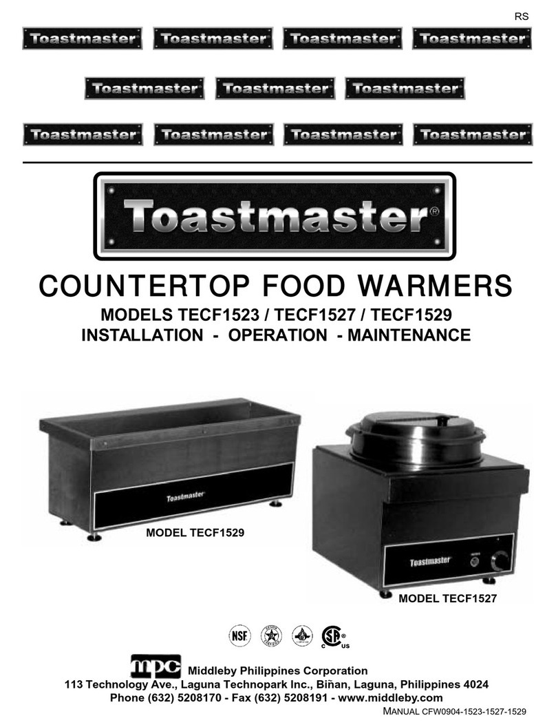 Toastmaster TECF1523 Installation, operation and maintenance manual