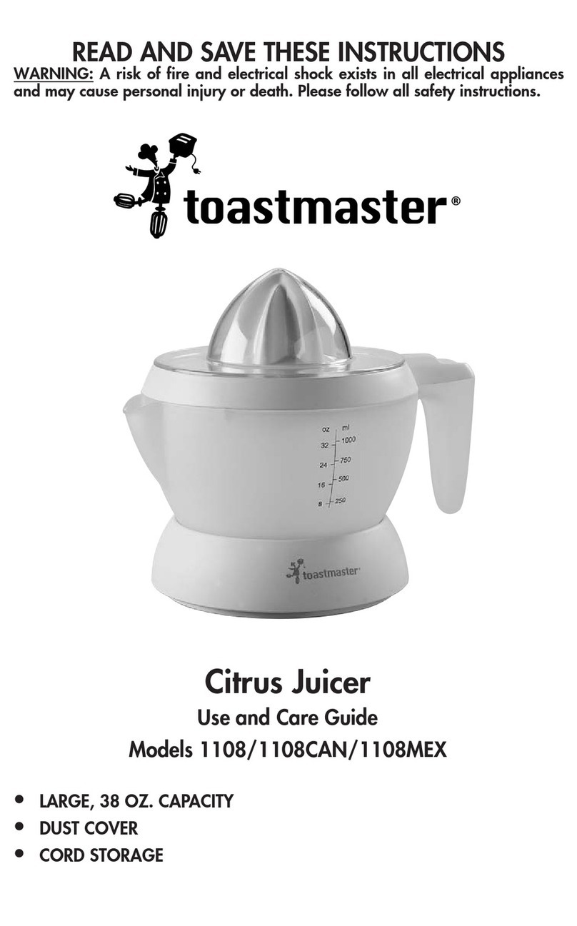 Toastmaster 1108CAN Use and care guide