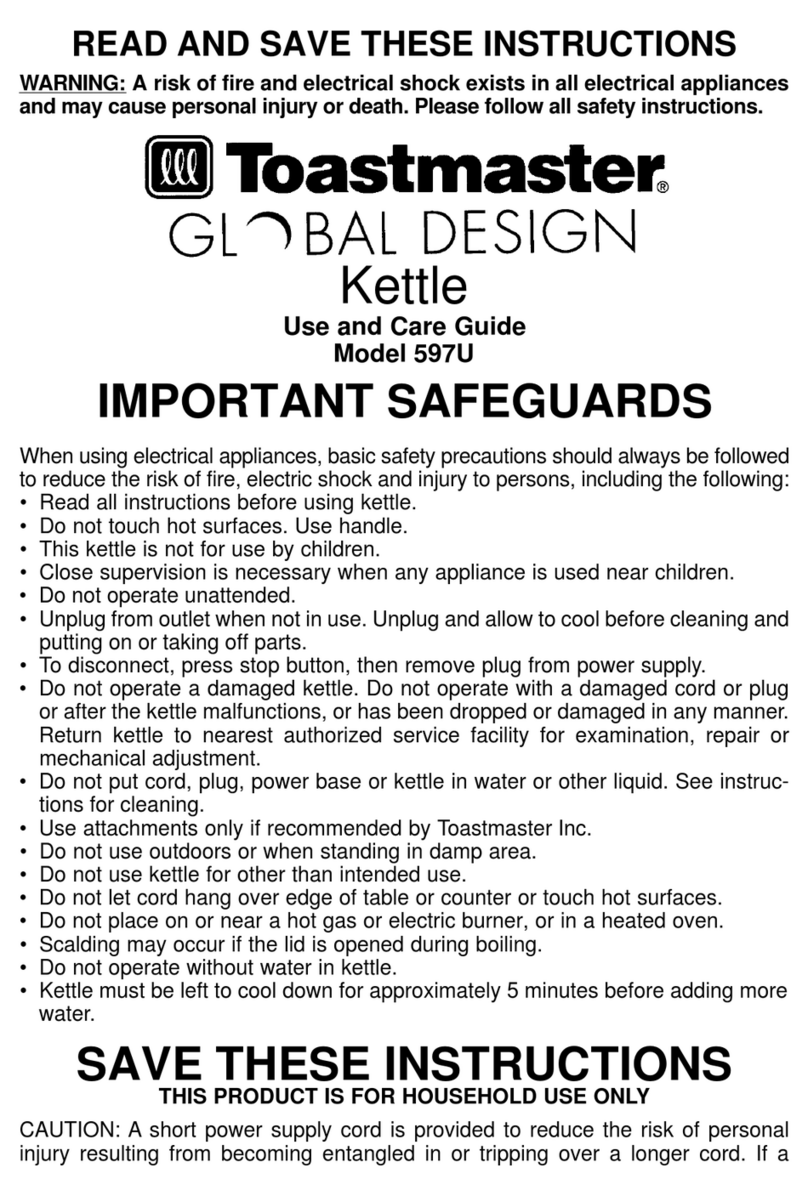 Toastmaster Global Design 597U Use and care guide
