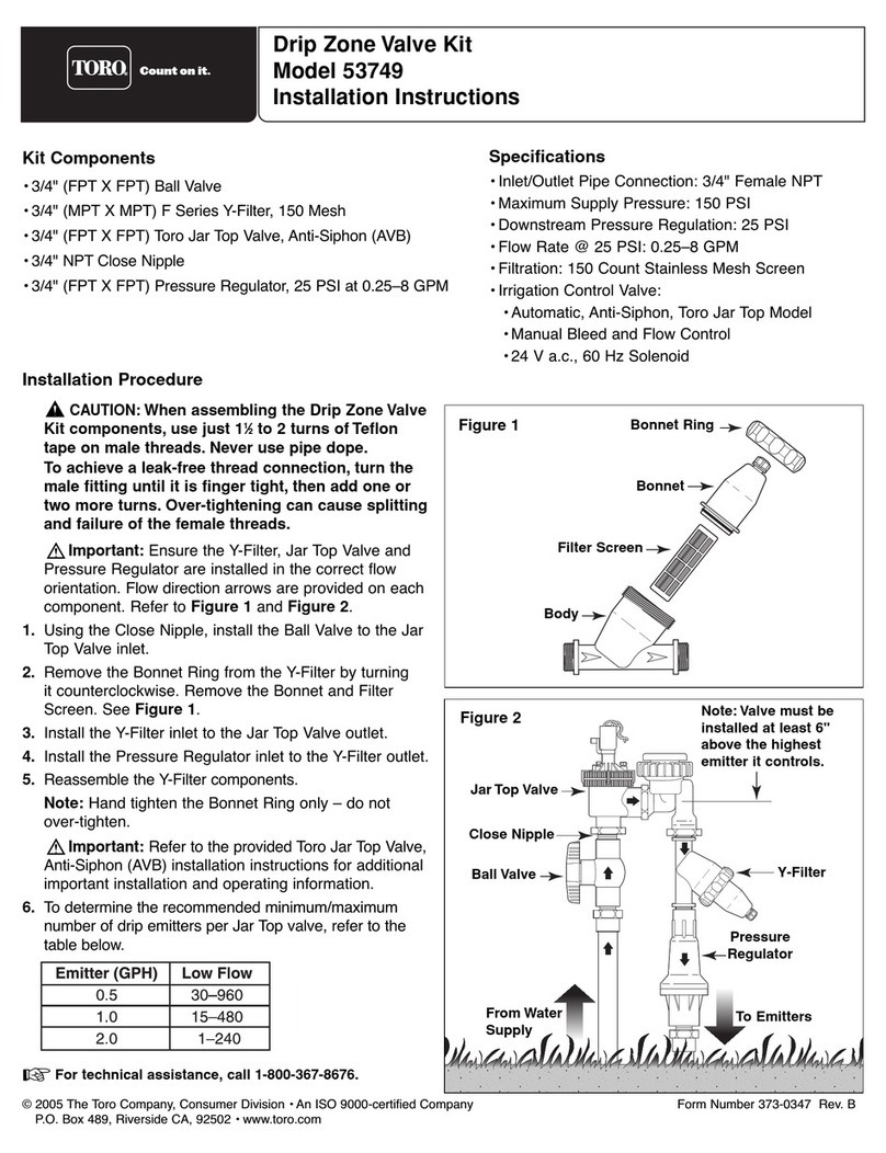 Toro DRIP ZONE VALVE KIT 53749 User manual