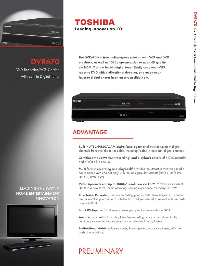 Toshiba DVR670 - DVDr/ VCR Combo User manual