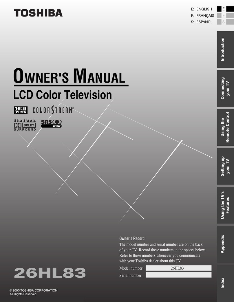 Toshiba TheaterWide 26HL83 owner's manual