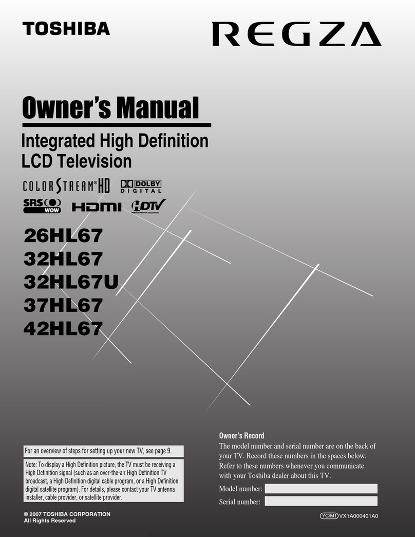 Toshiba REGZA 26HL67 owner's manual