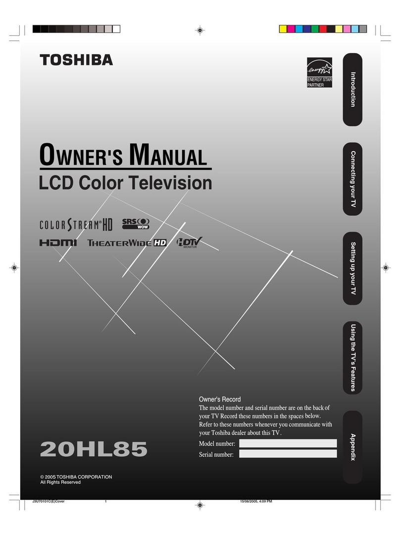 Toshiba TheaterWide 20HL85 User manual Toshiba TheaterWide 20HL85 User manual