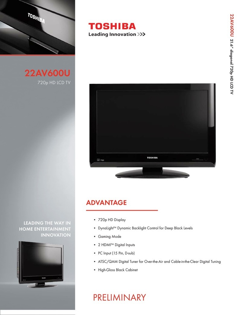 Toshiba 22AV600U - 21.6" LCD TV User manual Toshiba 22AV600U - 21.6" LCD TV User manual