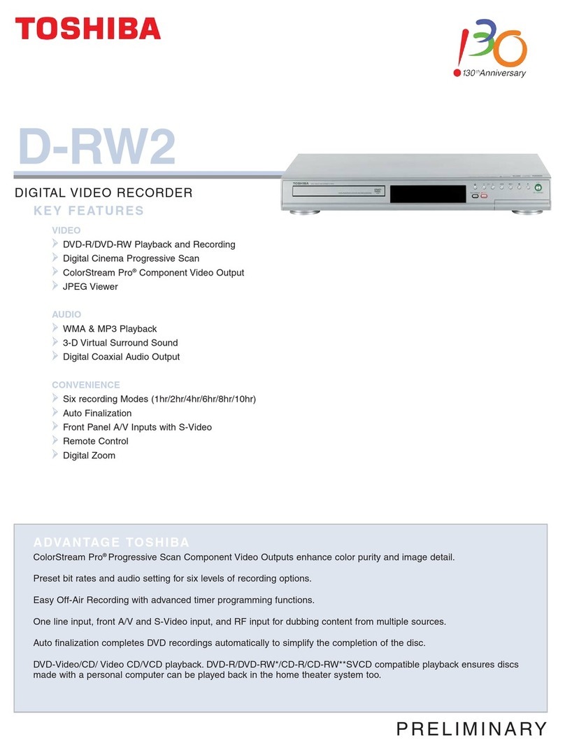 Toshiba D-RW2 - DVD Recorder With TV Tuner User manual