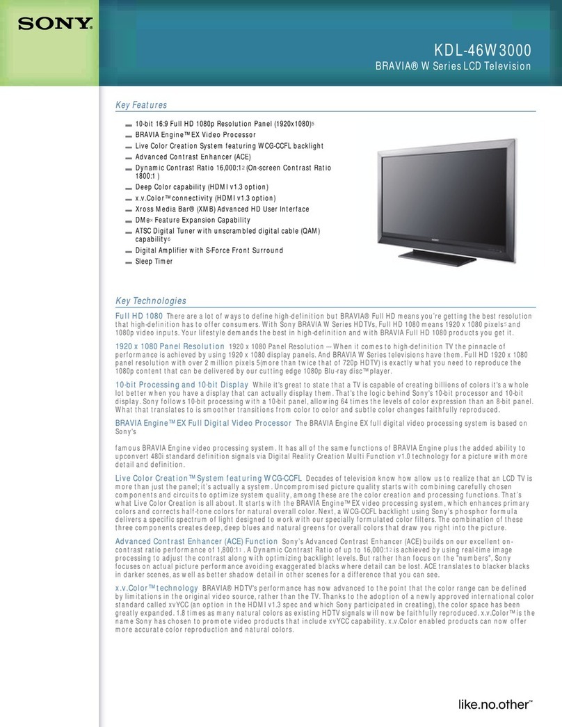 Sony Bravia KDL-46W3000 User manual