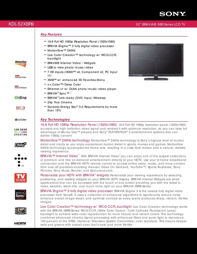 Sony BRAVIA KDL-52XBR9 User manual