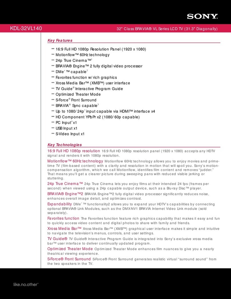 Sony KDL-32VL140 - Bravia Lcd Television User manual