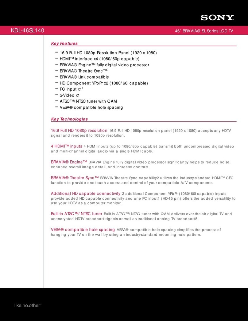 Sony BRAVIA KDL-46SL140 Specifications