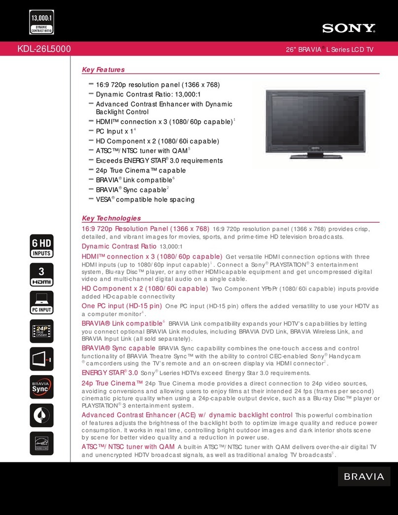 Sony BRAVIA L SERIES KDL-26L5000 User manual